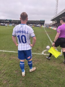 Adam Campbell preparing to take a corner